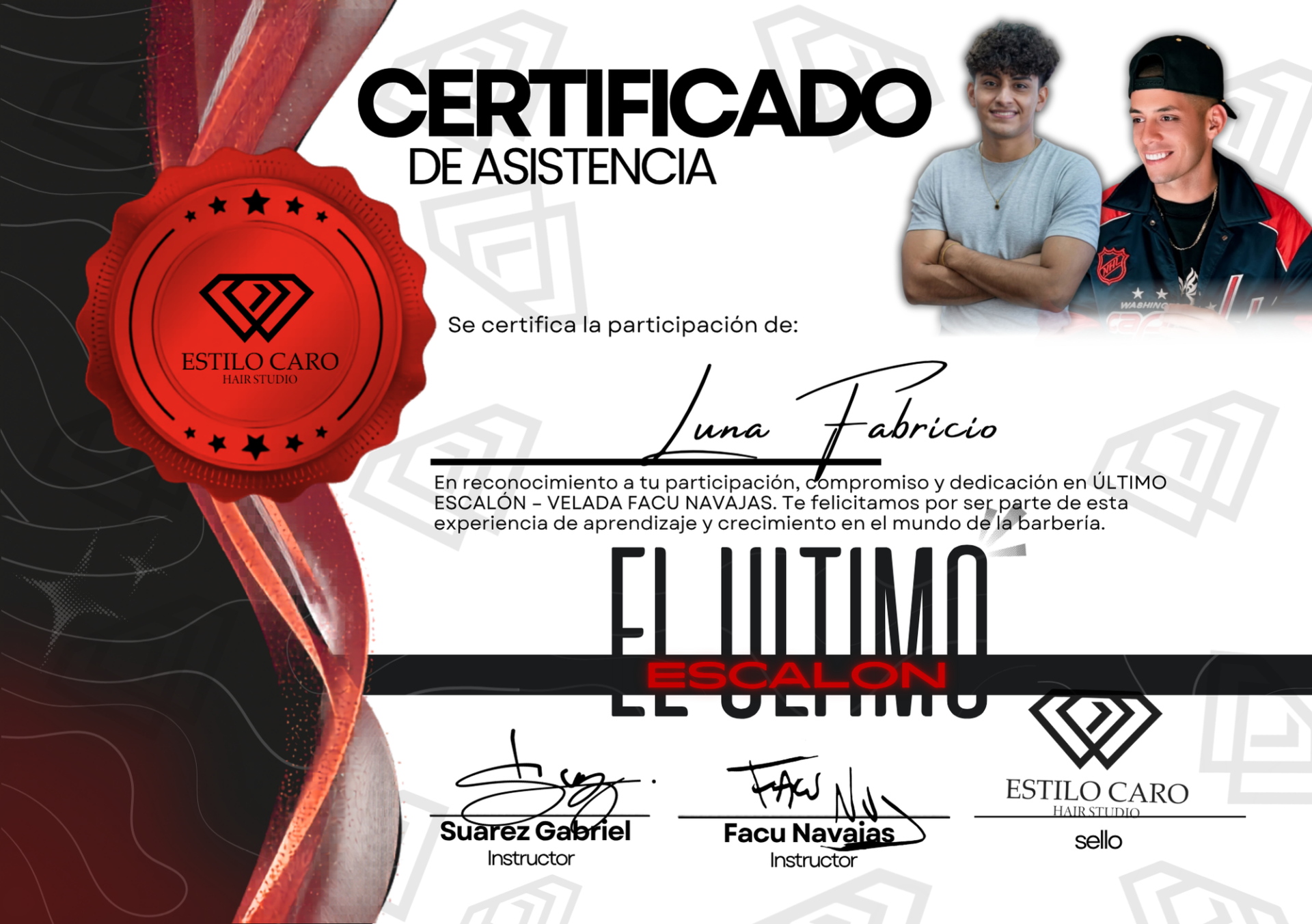 Certificado de Luna Fabricio